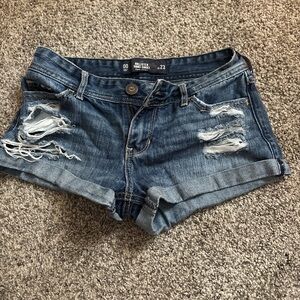 Hollister Women's Low-Rise Distressed Denim Shorts - Blue